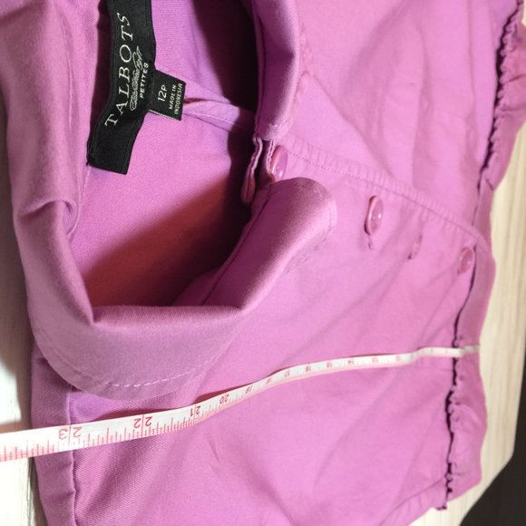 Talbots Lilac Ruffled Cinched Peplum Jacket 12P - Picture 7 of 8